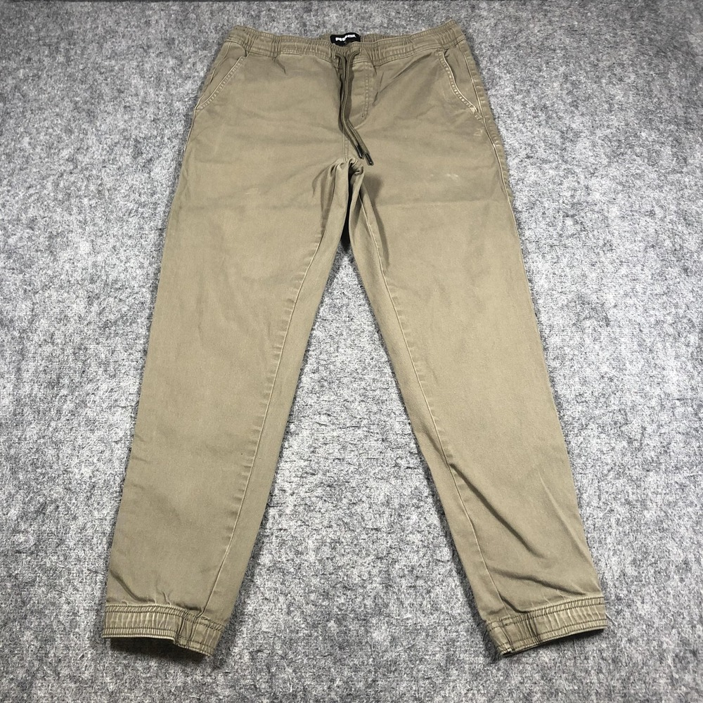 RSQ Jogger Pants Mens M Green Stretch Elastic Waist Cuffed Casual‎ Sweatpants